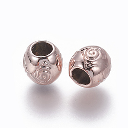 Alloy Beads, Drum, Rose Gold, 7.5x8mm, Hole: 3.5mm(PALLOY-E552-33RG-AAA)