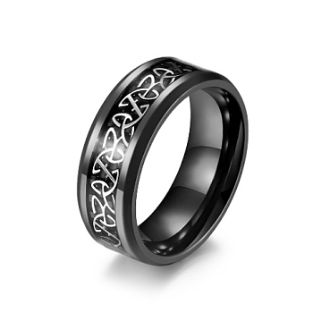 Titanium Steel Triquetra/Trinity Knot Finger Rings for Men Women, Black, Inner Diameter: 19mm