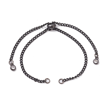 Adjustable 304 Stainless Steel Curb Chains Bracelet Making, Slider Bracelets, for DIY Jewelry Craft Supplies, Black, 10-1/4 inch(26cm), Inner Diameter: 1/8 inch(0.3cm)