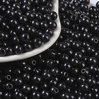 Opaque Acrylic Beads, Round, Black, 5x4mm, Hole: 1.6mm, about 12500pcs/500g