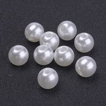 Acrylic Pearl Round Beads For DIY Jewelry and Bracelets, Snow, 8mm, Hole: 2mm