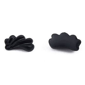 Opaque Resin Cabochons, Flower, Black, 9x5x2.5mm