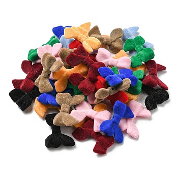 Flocky Acrylic Beads, Bowknot, Mixed Color, 24x34x8mm, Hole: 2mm