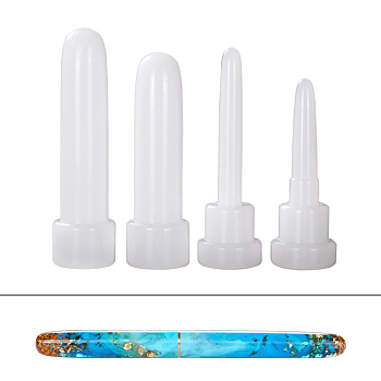 DIY Fountain Pen Silicone Molds, Resin Casting Molds, for UV Resin & Epoxy Resin Craft Making, Teacher's Day Theme, White, 72~93x25mm, Inner Diameter: 5.5~18.5mm, 4pcs/set