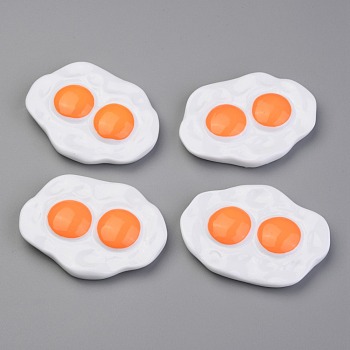Opaque Resin Cabochons, Imitation Food, Fried Egg, White, 62x45x10mm