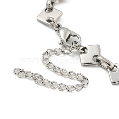 304 Stainless Steel Rhombus Link Chains Bracelets for Men & Women(BJEW-D042-02P)-3