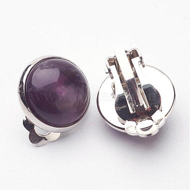Natural Amethyst Brass Clip-on Earrings(EJEW-A051-B006)-2