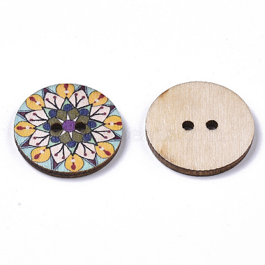 2-Hole Printed Wooden Buttons(BUTT-ZX004-01B-08)-2