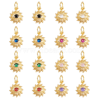 Real 18K Gold Plated Mixed Color Sun Brass+Cubic Zirconia Charms