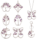 Elite 6Pcs 6 Styles Natural Amethyst Copper Wire Wrapped Chip Big Pendants(G-PH0002-16)-1