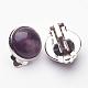Natural Amethyst Brass Clip-on Earrings(EJEW-A051-B006)-2