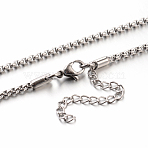 Tarnish Resistant 304 Stainless Steel Box Chain Necklaces, Stainless Steel Color, 31.5 inch(80cm), 2.5mm(STAS-M174-001-D)