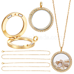 DIY Necklace Making Kits, including 304 Stainless Steel Necklace and Alloy Magnetic Locket Pendants, Golden, 37x30.5x7.5mm, Hole: 3.5mm(DIY-UN0007-29G)