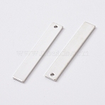 Brass Charms, Rectangle, Blank Stamping Tag, Platinum, 32x5x1mm, Hole: 1.4mm(KK-TAC0002-22P)