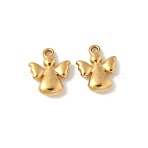 304 Stainless Steel Charms, Ion Plating(IP), Angel Charm, Real 18K Gold Plated, 12.5x10x3.5mm, Hole: 1.2mm(X-STAS-F320-05G)