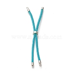 Nylon Twisted Cord Bracelet, with Brass Cord End, for Slider Bracelet Making, Dark Turquoise, 9 inch(22.8cm), Hole: 2.8mm, Single Chain Length: about 11.4cm(MAK-M025-109A)