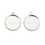 Flat Round Brass Pendant Cabochon Settings, Long-Lasting Plated, Rack Plating, Lead Free & Cadmium Free, Silver, Tray: 16.5mm, 21.5x17.5x2.5mm, Hole: 2.5mm(X-KK-A276-10S)