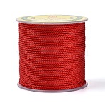 25M Nylon Chinese Knot Cord, Braided Cord for Jewelry Making Macrame Craft, Round, Red, 1~1.5mm, about 27.34 Yards(25m)/Roll(NWIR-T002-03J)