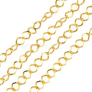 Iron Twisted Chains, Unwelded, with Spool, Rhombus, Golden, 16x12x2mm, about 328.08 Feet(100m)/roll(CH-2.0BSFD-G)