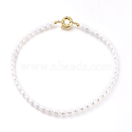 Natural Cultured Freshwater Pearl Beaded Necklaces, with Brass Spring Ring Clasps, Rice, Creamy White, Golden, 15.94 inch(40.5cm)(NJEW-JN03100)