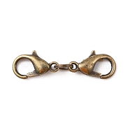 Zinc Alloy Double Lobster Claw Clasps, Antique Bronze, 26x7.5x3mm(FIND-TAC0016-15AB)