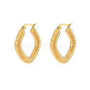 304 Stainless Steel Hoop Earrings for Women, Rhombus, Golden, 25.6x24.1mm(KF1532)