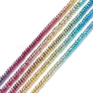 Rainbow Color Electroplate Non-magnetic Synthetic Hematite Beads Strands, Faceted, Rondelle, Multi-color Plated, 4x2mm, Hole: 1mm, about 184pcs/strand, 15.47 inch(39.3cm)(G-L489-F01)