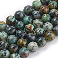 Natural African Turquoise(Jasper) Beads Strands, Round, 10mm, Hole: 1mm, about 39pcs/strand, 15.5 inch(X-TURQ-G037-10mm)