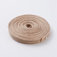 Burlap Fabric Ribbon, for Craft Making, Tan, 3/8 inch(10mm), about 10m/roll(OCOR-TAC0006-30C)