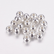 Tibetan Style Spacer Beads, Lead Free & Cadmium Free, Round, Silver Color Plated, about 5mm long, 5mm wide, 4mm thick, hole: 1.5mm(X-K0NKE021)