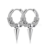 304 Stainless Steel Hoop Earrings, Cone Drop Earrings, Stainless Steel Color, 14x2.5mm(PW-WG23967-03)