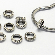 Tibetan Style Alloy Beads, Large Hole Beads, Ring, Antique Silver, 11x4mm, Hole: 7mm(X-PALLOY-S079-084AS)