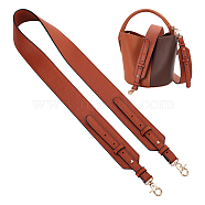 Litchi Texture PU Leather Bag Straps, with Alloy Swivel Clasp, Sienna, 100x4.05x0.3~0.6cm(FIND-WH0418-09G-02)