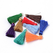 Polyester Tassel Decorations, with Unwelded Iron Jump Rings, Golden, Mixed Color, 26mm, Hole: 4mm(OCOR-Q034-M)