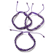 Adjustable Round Natural Amethyst Braided Bead Bracelets for Women, Inner Diameter: 2-1/2~5-1/8 inch(6.2~13cm), 9mm(BJEW-G713-01)