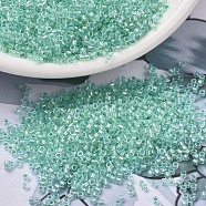 MIYUKI Delica Beads, Cylinder, Japanese Seed Beads, 11/0, (DB1707) Mint Pearl Lined Glacier Blue, 1.3x1.6mm, Hole: 0.8mm, about 20000pcs/bag, 100g/bag(SEED-J020-DB1707)
