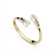 Real 18K Gold Plated Brass Cubic Zirconia Cuff Rings, Open Rings, Clear, US Size 6(16.5mm)(RJEW-EE0001-024C)