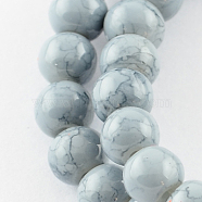 Spray Painted Glass Beads Strands, Round, Gray, 6mm, Hole: 1.3~1.6mm, about 133pcs/strand, 31.4 inch(X-GLAD-S075-6mm-72)