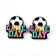 Silicone Beads, Ball Series, Black, Football, 30x26.5x7.5mm, Hole: 2.5mm(SIL-N005-09A-03)