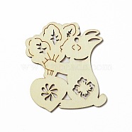 Easter Unfinished Natural Wood Big Pendant Ornaments, for DIY Craft Painting, Undyed, PapayaWhip, PapayaWhip, 75x63x2mm, Hole: 3.5mm(WOOD-G010-01A)