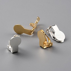 Brass Clip-on Earring Findings, with Round Flat Pad, Mixed Color, 16x9x9mm(KK-O131-05)