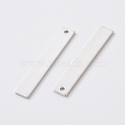 Brass Charms, Rectangle, Blank Stamping Tag, Platinum, 32x5x1mm, Hole: 1.4mm(KK-TAC0002-22P)