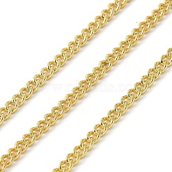 Brass Curb Chains, Soldered, with Spool, Real 18K Gold Plated, 2.5x2x1mm(CHC-U002-01G-02)