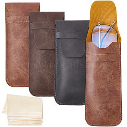 6Pcs PU Imitation Leather Glasses Bag, for Eyeglass, Sun Glasses Protector, with 6Pcs Suede Polishing Cloth, Mixed Color, Glasses Case: 173x71x3.5mm, Polishing Cloth: 80x80x0.4mm(AJEW-NB0003-36)