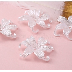 Opaque ABS Plastic Bead Caps, 6-Petal Flower, White, 42mm(X-FIND-PW0018-01)