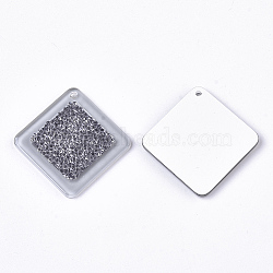 Acrylic Pendants, with Crystal Rhinestone, Rhombus, Gray, 38x38x3mm, Hole: 1.6mm, Side Length: 29mm(MACR-S363-04A)