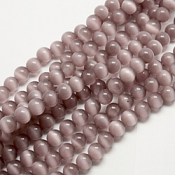 Cat Eye Beads, Round, Rosy Brown, 6mm, Hole: 1mm, about 66pcs/strand, 14.5 inch/strand(CER21)