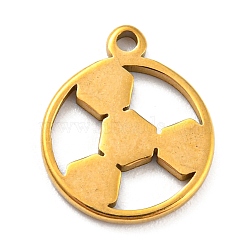 304 Stainless Steel Charms, Golden, Laser Cut, Football, 12x10x1mm, Hole: 0.9mm(STAS-Q306-01G-D)