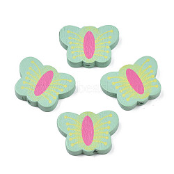 Spray Painted Maple Wood Beads, Printed, Butterfly, Fuchsia, 18x25.5x4mm, Hole: 1.6mm, about 565pcs/500g(WOOD-Q030-89F)
