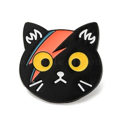 Enamel Pins, Zinc Alloy Brooches for Backpack Clothes, Cat, Black, 26.5x27mm(JEWB-S025-01B)